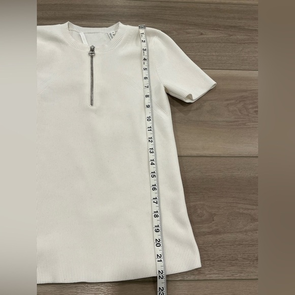 Helmut Lang Ribbed Knit Short Sleeve Quarter Zip Top size M - Picture 4 of 7